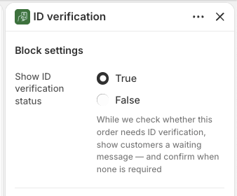 The Show ID verification status setting in the Shopify theme editor